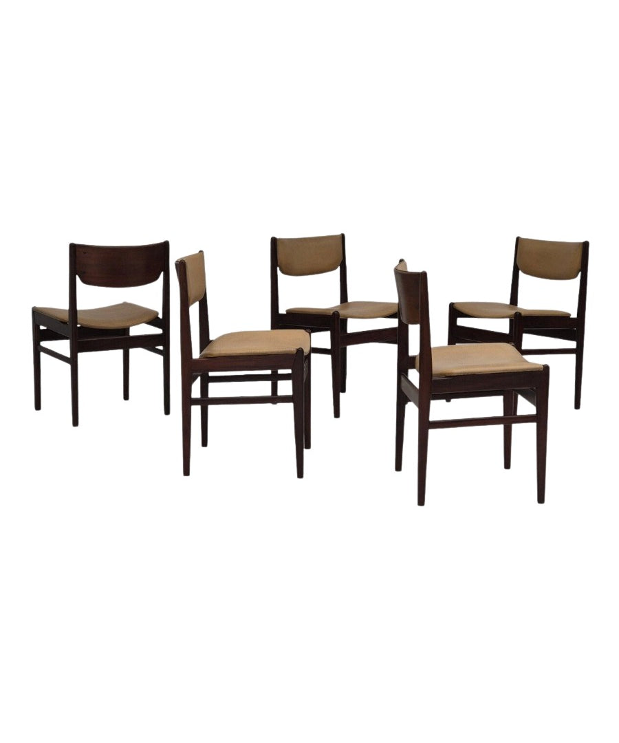 Set_of_5_Dining_Chairs,_Leather_&_Wood_Frame,_1970s_Denmark