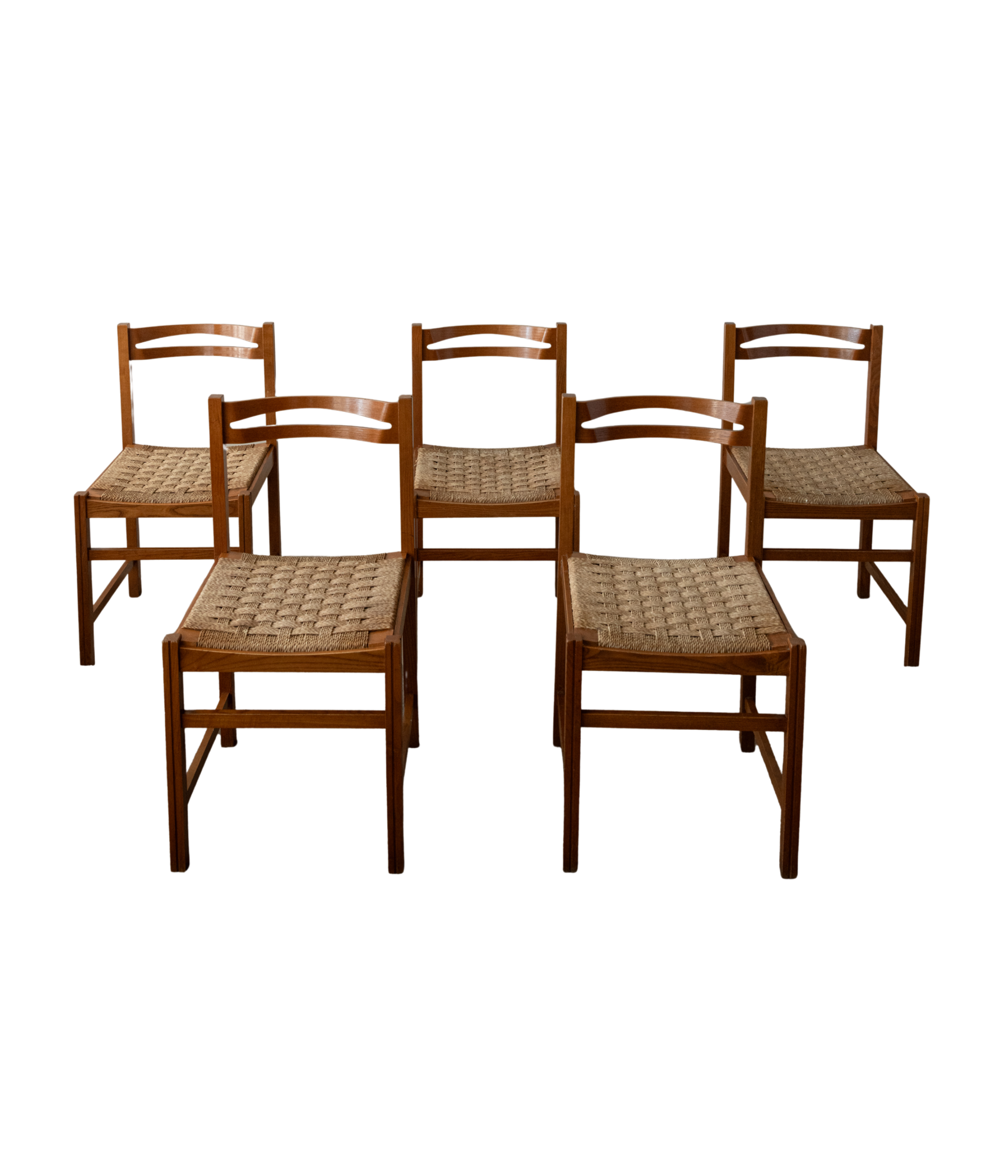 Set_of_5_Italian_Dining_Chairs_by_Snaidero,_Lacquered_Wood_&_Woven_Paper_Cord,_Italy,_1970s
