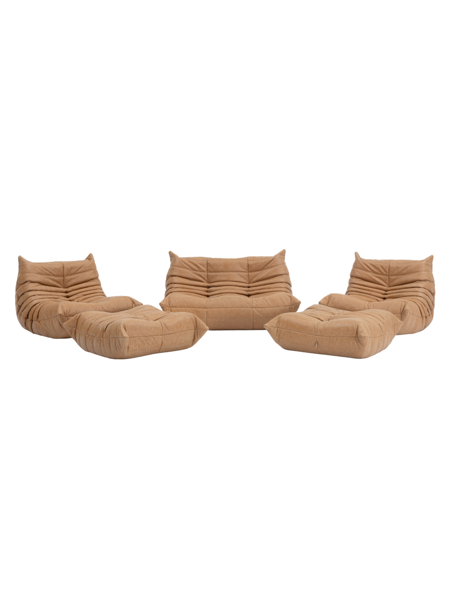 Set_of_5-Piece_Togo_sofas_by_Michel_Ducaroy_for_Ligne_Roset,_caramel_fabric,_France,_1979