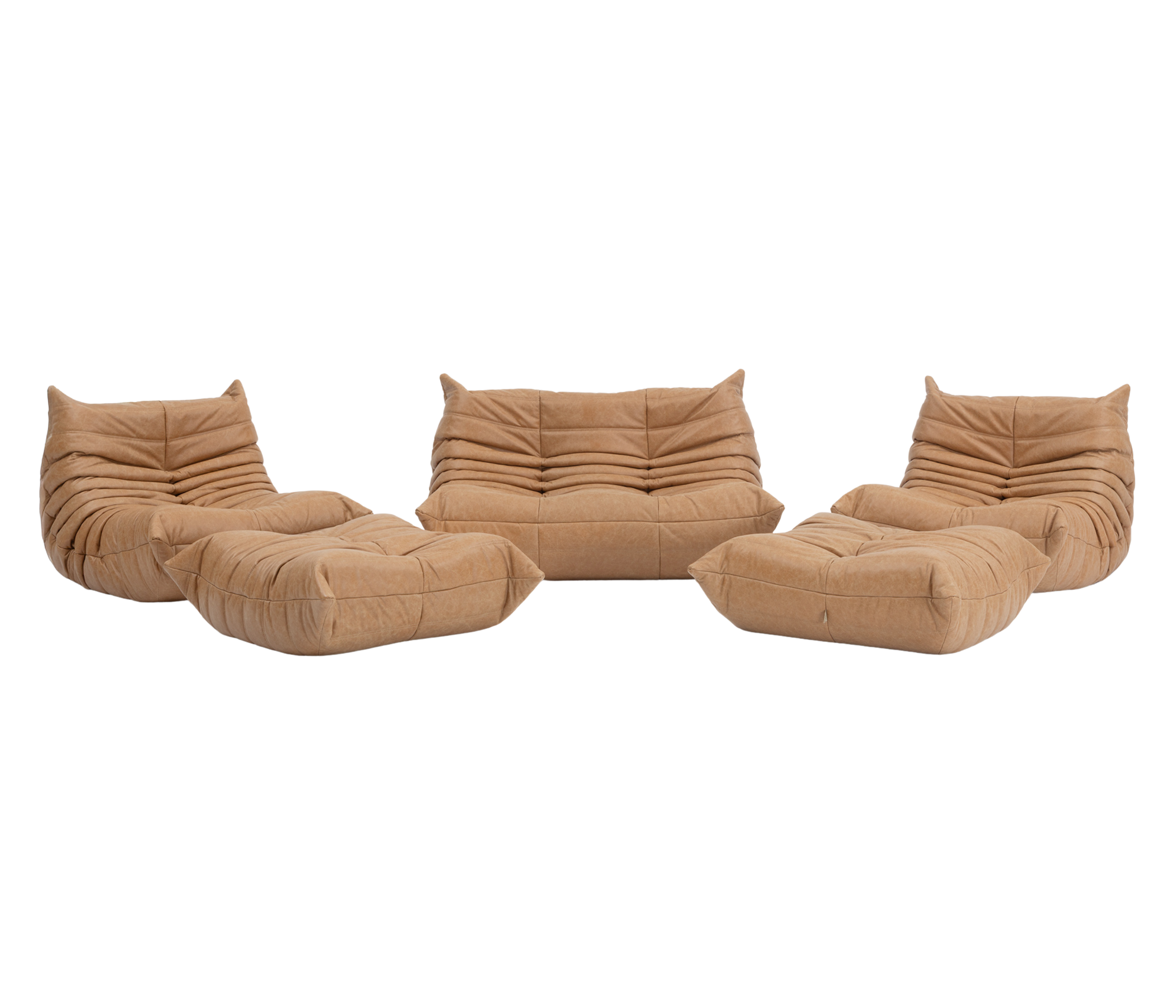 Set_of_5-Piece_Togo_sofas_by_Michel_Ducaroy_for_Ligne_Roset,_Coral_Corduroy,_France,_1979