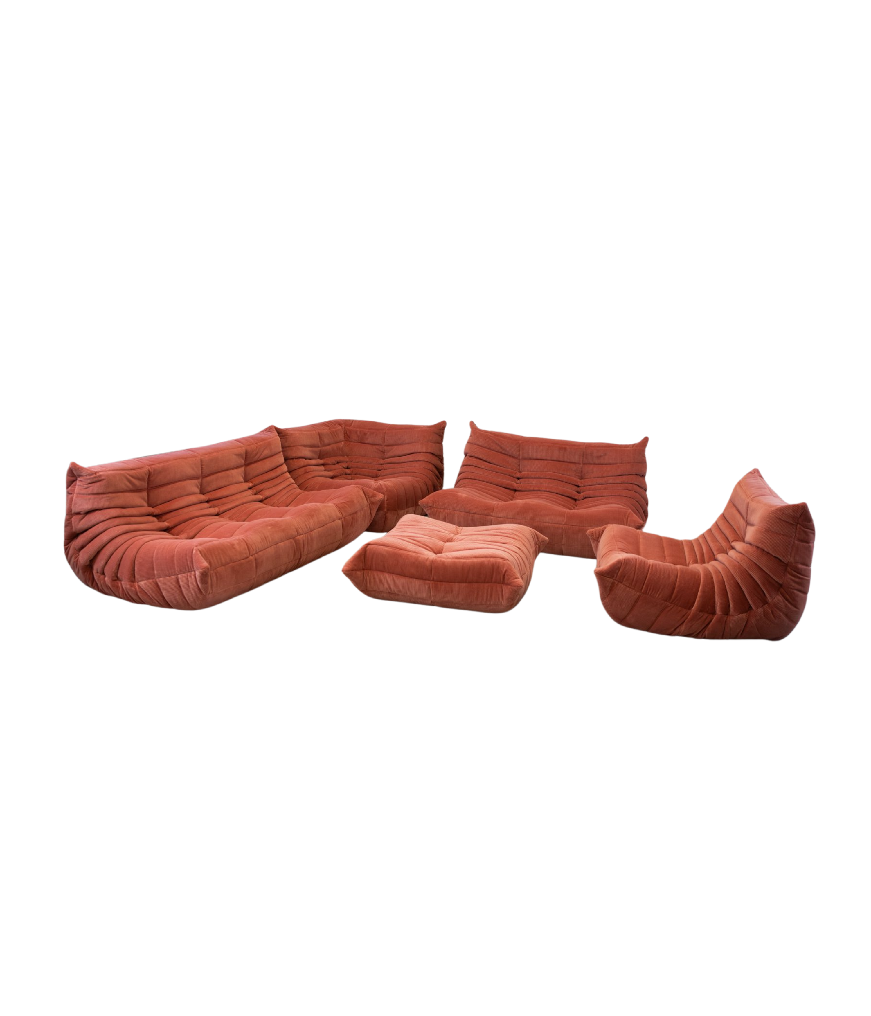 Set_of_5_Togo_Living_Room_Sofas_in_Coral_Curduroy_by_Michel_Ducaroy_for_Ligne_Roset,_1981