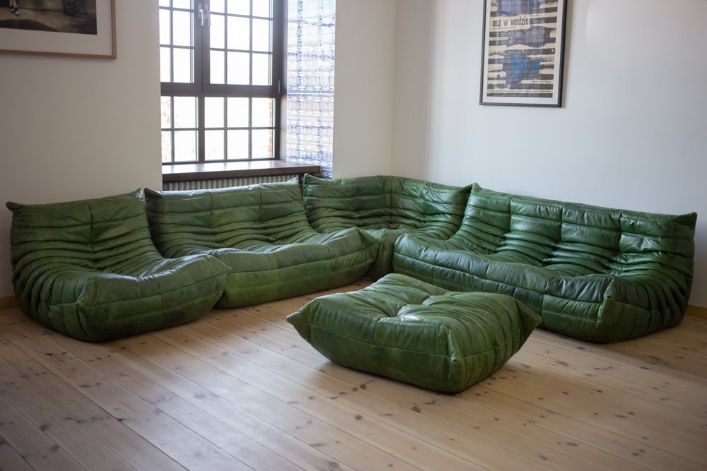 Set_of_5_Togo_Living_Room_Sofas_in_Green_Leather__by_Michel_Ducaroy_for_Ligne_Roset,_1982