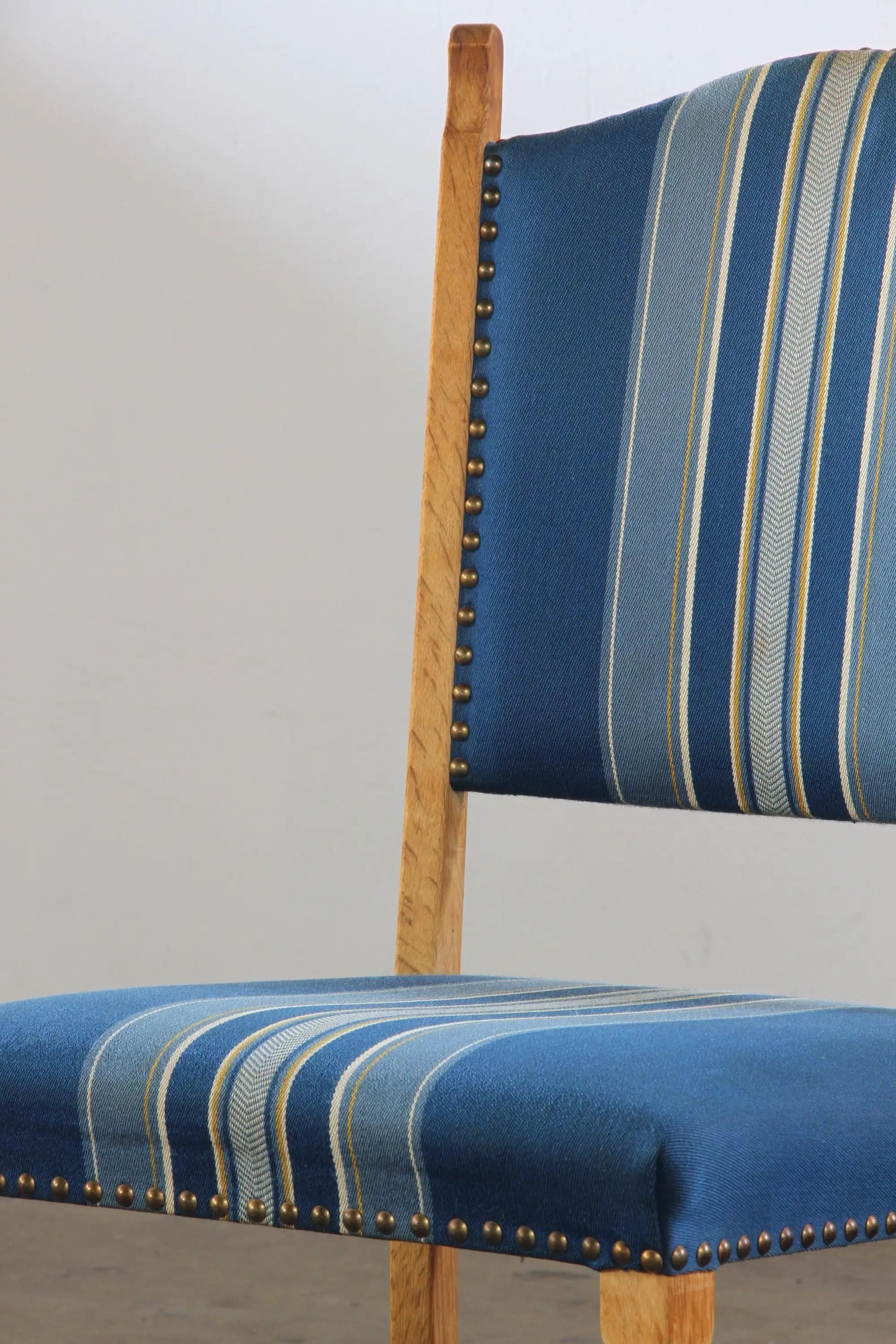 Set_of_5_Danish_Brutalist_Oak_Dining_Chairs_with_Blue_Striped_Upholstery,_Attributed_to_Henning_Kjærnulf