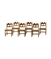 Set_of_6_Chairs,_Oak_&_Hessian_by_Henning_Kjærnulf,_Mid_Century_Modern,_1960s