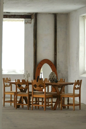 Set_of_6_Chairs,_Oak_&_Hessian_by_Henning_Kjærnulf,_Mid_Century_Modern,_1960s