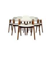 Set_of_6_Compass_Teak_Dining_Chairs_by_Kai_Kristiansen,_Cream-White_Bouclé_Upholstery,_Danish_Design,_1960s