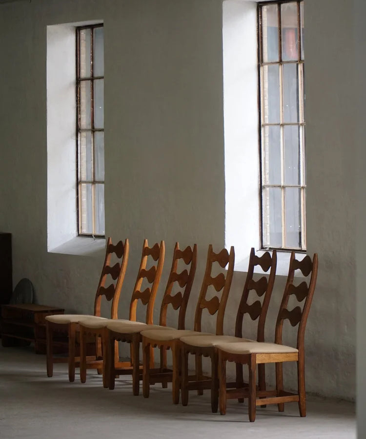 Set_of_6_Henning_Kjærnulf_Oak_Dining_Chairs_with_Hessian_Upholstery,_Denmark,_1950s