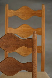 Set_of_6_Henning_Kjærnulf_Oak_Dining_Chairs_with_Hessian_Upholstery,_Denmark,_1950s