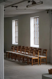 Set_of_6_Henning_Kjærnulf_Razorblade_Dining_Chairs_in_Oak_and_Kvadrat_Mohair,_Denmark,_1960s