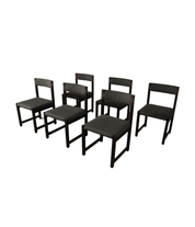 Set_of_6_Jean_Batenburg_Dining_Chairs_for_MI_in_Dark-Stained_Wood_and_Grey_Fabric,_Belgium