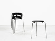 Set_of_6_Midcentury_Dot_stools_in_black_by_Arne_Jacobsen_for_Fritz_Hansen,_1964