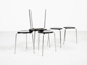 Set_of_6_Midcentury_Dot_stools_in_black_by_Arne_Jacobsen_for_Fritz_Hansen,_1964