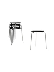 Set_of_6_Midcentury_Dot_stools_in_black_by_Arne_Jacobsen_for_Fritz_Hansen,_1964