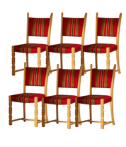 Set_of_6_Oak_Dining_Chairs_with_Red_Upholstery,_Scandinavian_Modern_Design