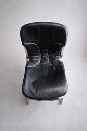 Set_of_6_Willy_Rizzo_Black_Leather_Dining_Chairs_for_Cidue