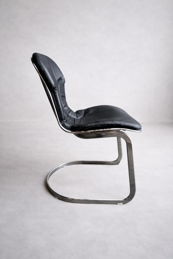 Set_of_6_Willy_Rizzo_Black_Leather_Dining_Chairs_for_Cidue