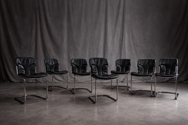 Set_of_6_Willy_Rizzo_Black_Leather_Dining_Chairs_for_Cidue