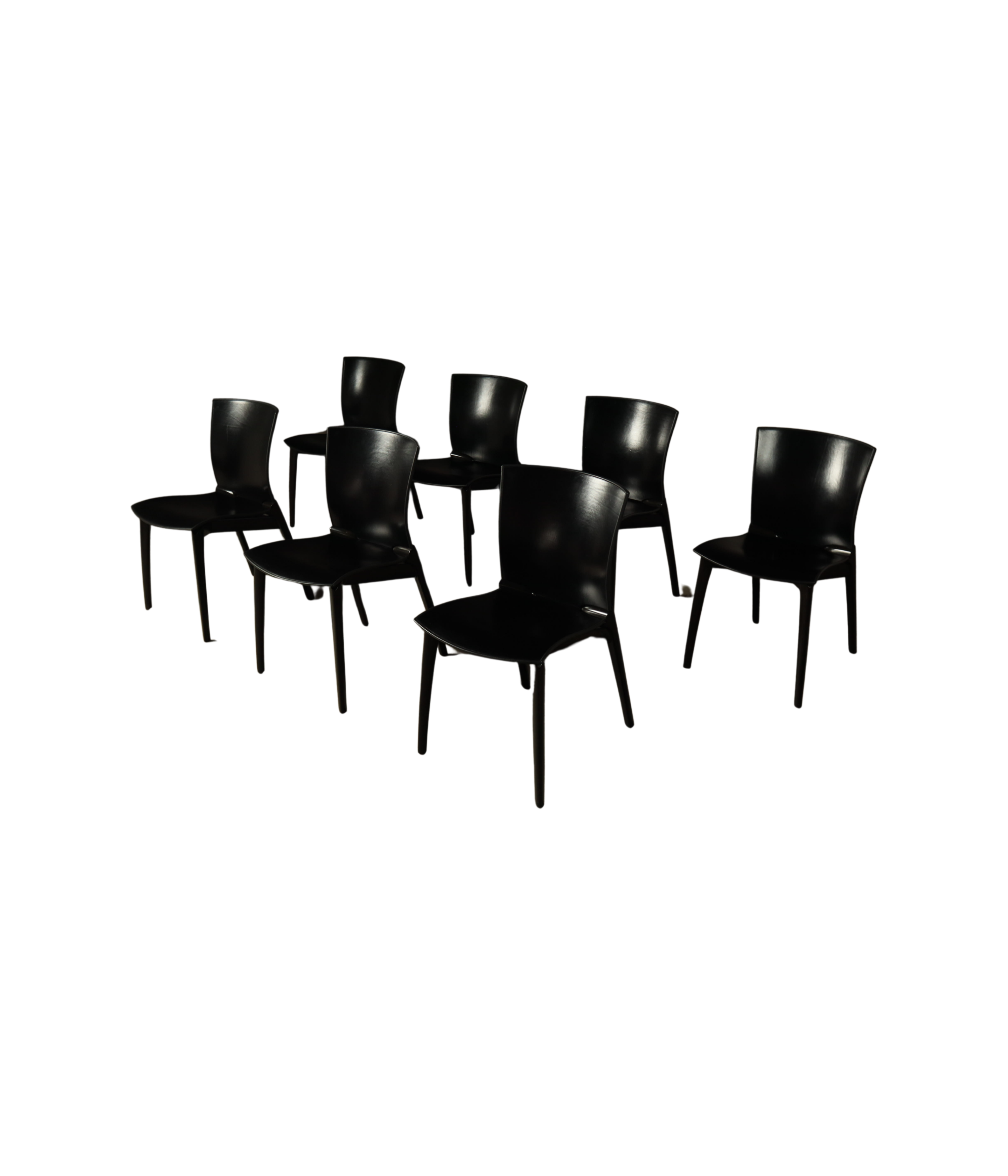 Set_of_7_Cos_Dining_Chairs_by_Josep_Lluscà_for_Cassina_in_Black_Leather,_Italy,_1994