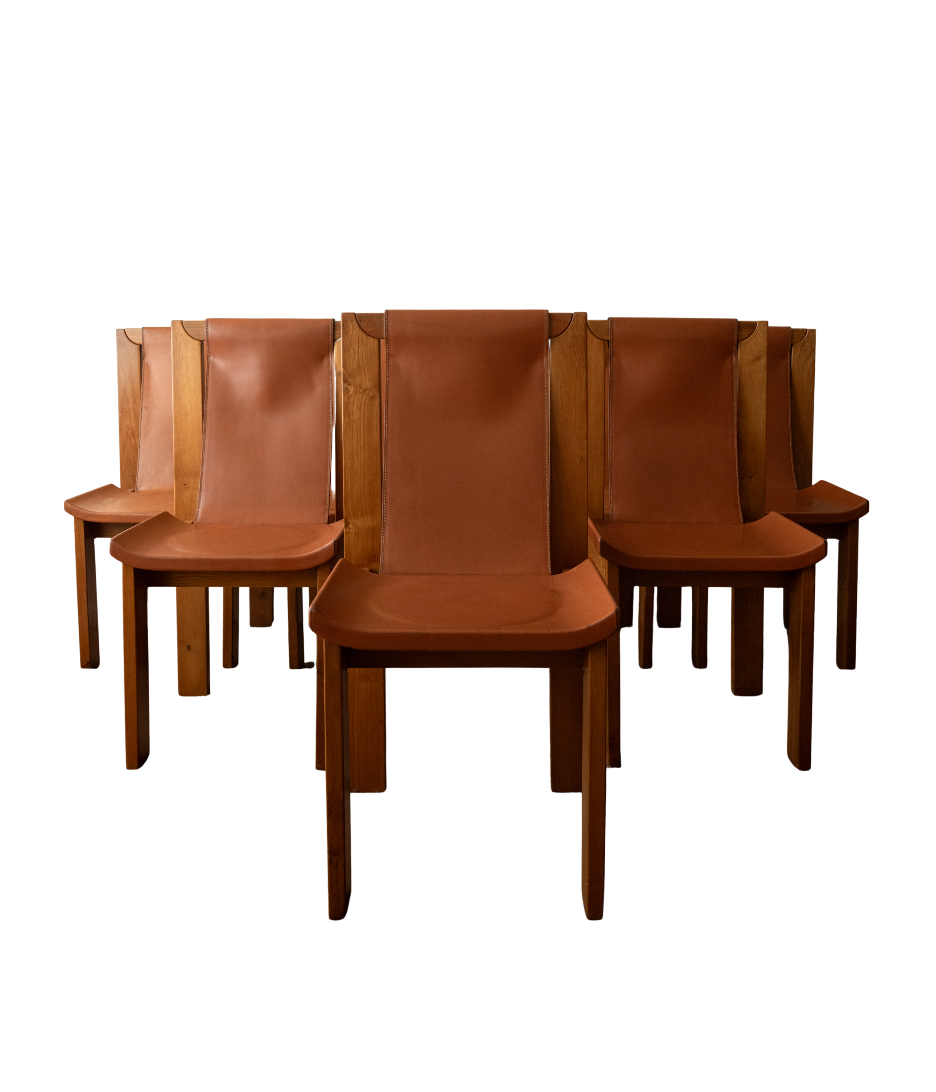Set_of_7_Luigi_Gorgoni_Brutalist_Dining_Chairs_for_Roche_Bobois_in_Elm_and_Leather,_France,_1970s