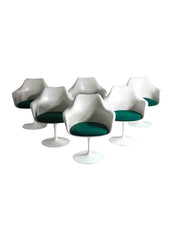 Set_of_8_Eero_Saarinen_Tulip_Armchairs_for_Knoll,_1970s_with_Green_Cushions
