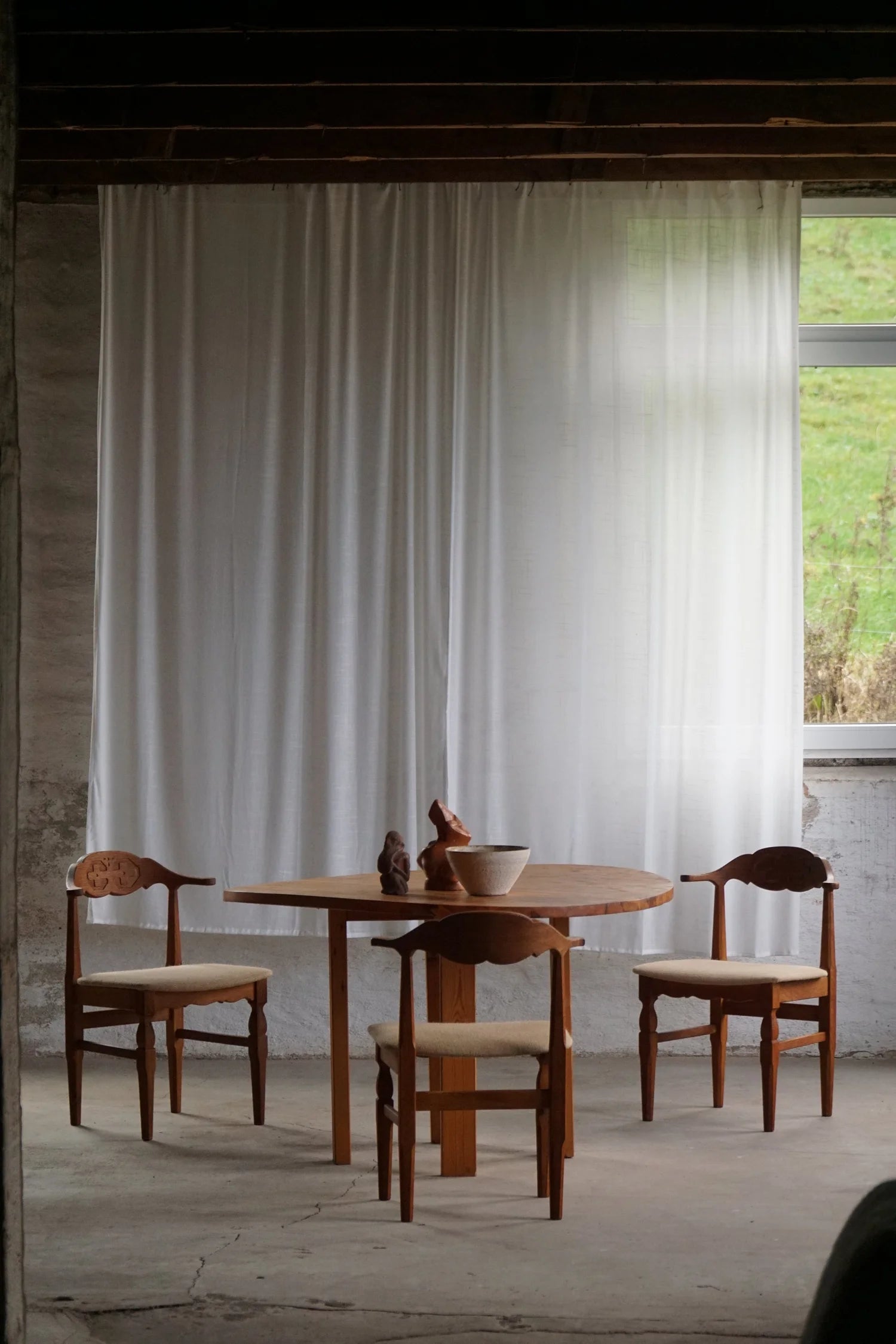 Set_of_8_Henning_Kjærnulf_Hessian_Dining_Chairs,_Danish_Modern_Design