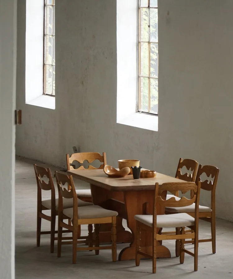 Set_of_8_Henning_Kjærnulf_Razorblade_Dining_Chairs_in_Oak_and_Mohair,_Denmark,_1960s