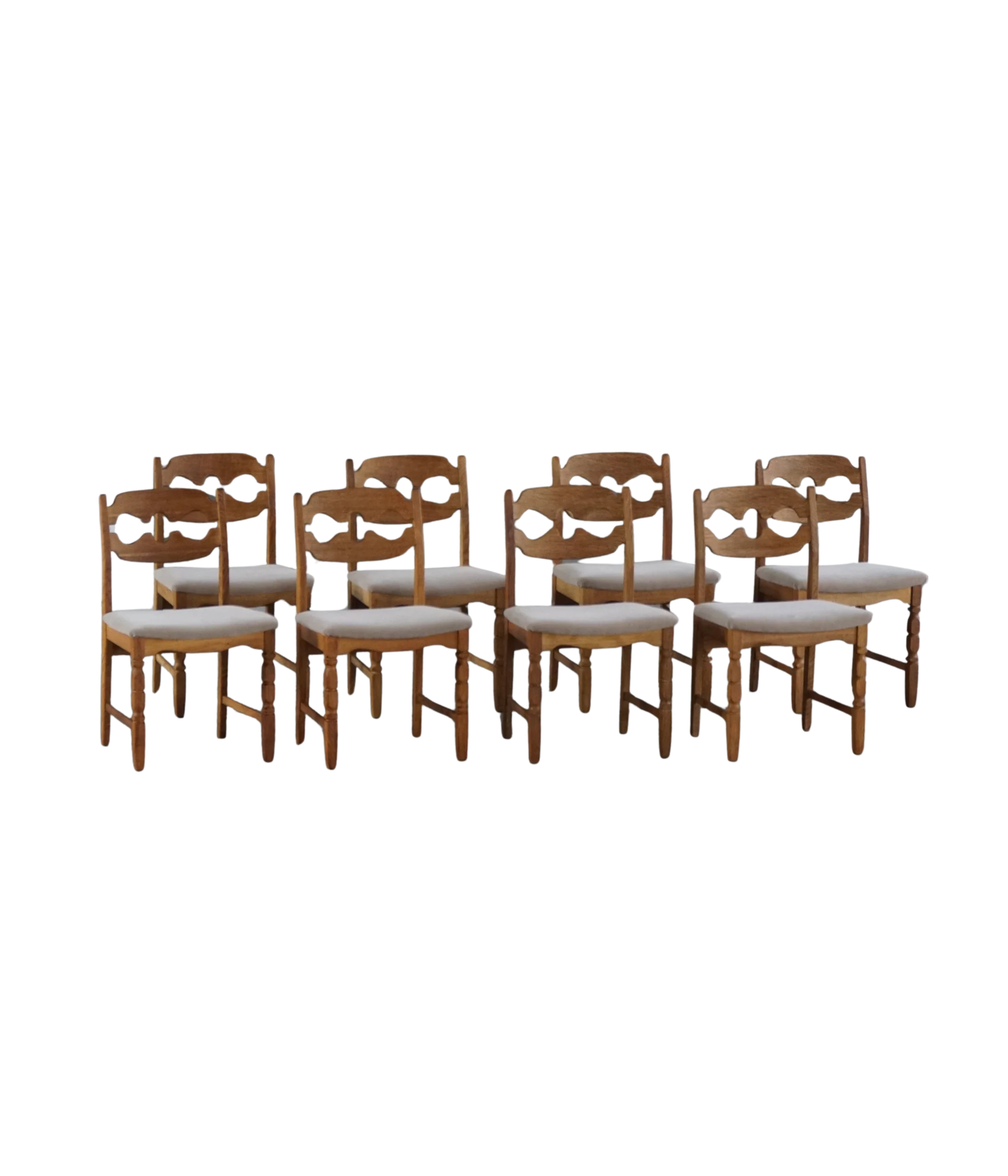Set_of_8_Henning_Kjærnulf_Razorblade_Dining_Chairs_in_Oak_and_Mohair,_Denmark,_1960s