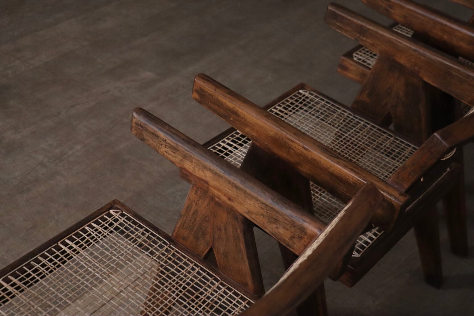 Set_of_8_Pierre_Jeanneret_Office_Cane_Chairs_in_Teak,_Chandigarh,_India,_1950s