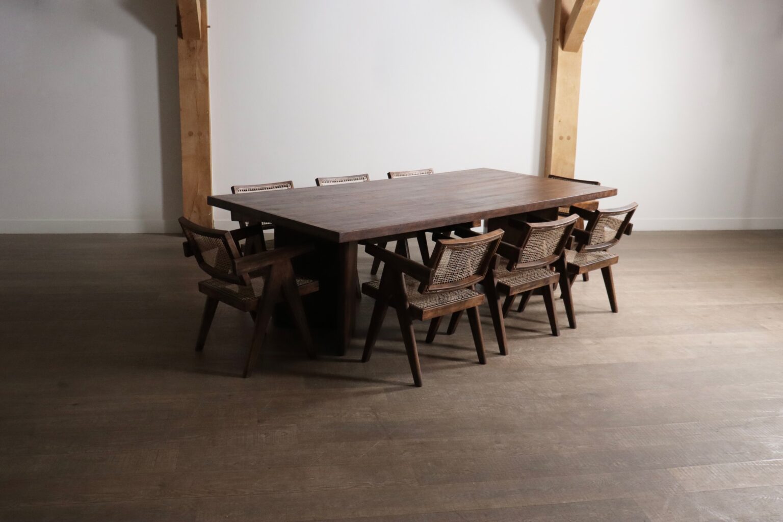 Set_of_8_Pierre_Jeanneret_Office_Cane_Chairs_in_Teak,_Chandigarh,_India,_1950s