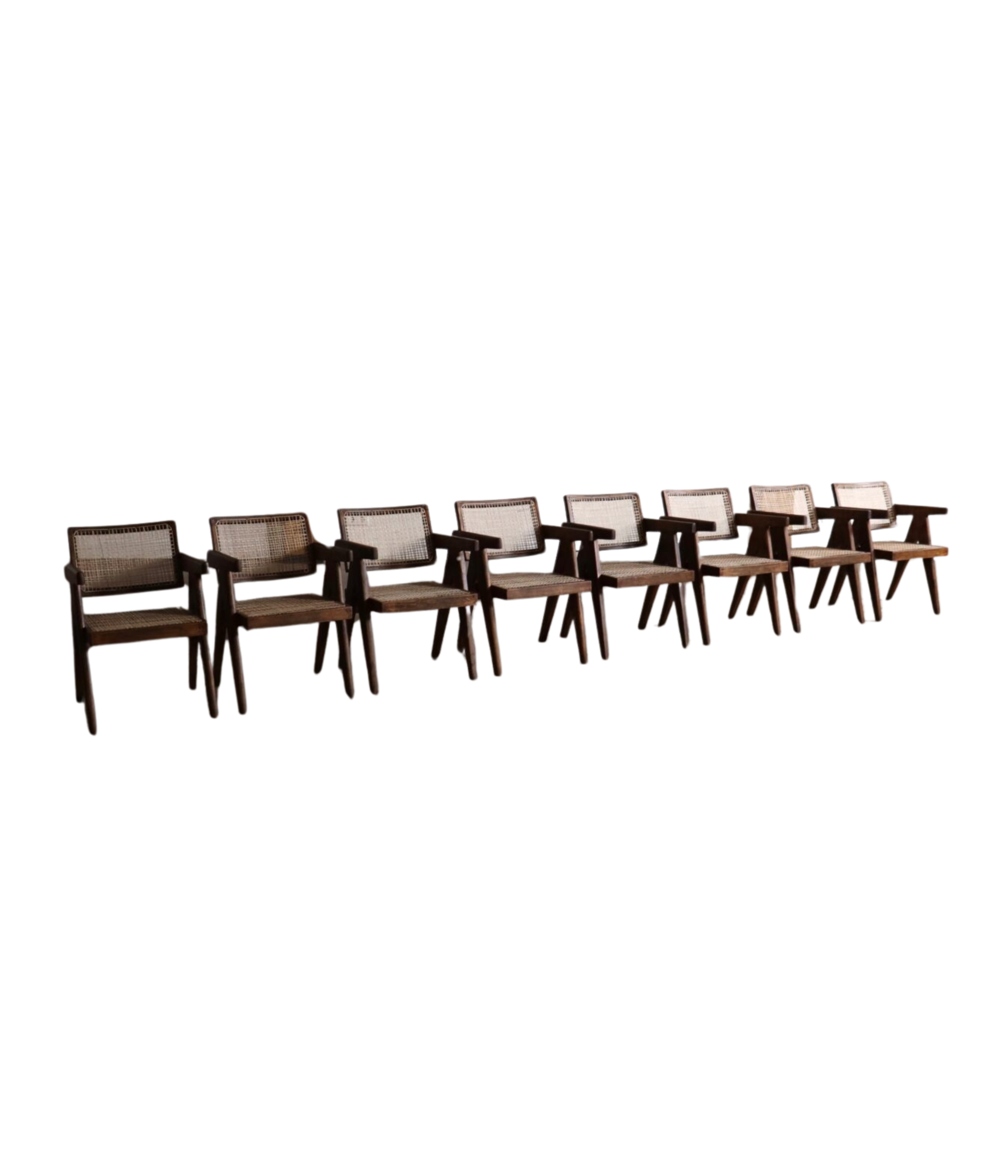 Set_of_8_Pierre_Jeanneret_Office_Cane_Chairs_in_Teak,_Chandigarh,_India,_1950s
