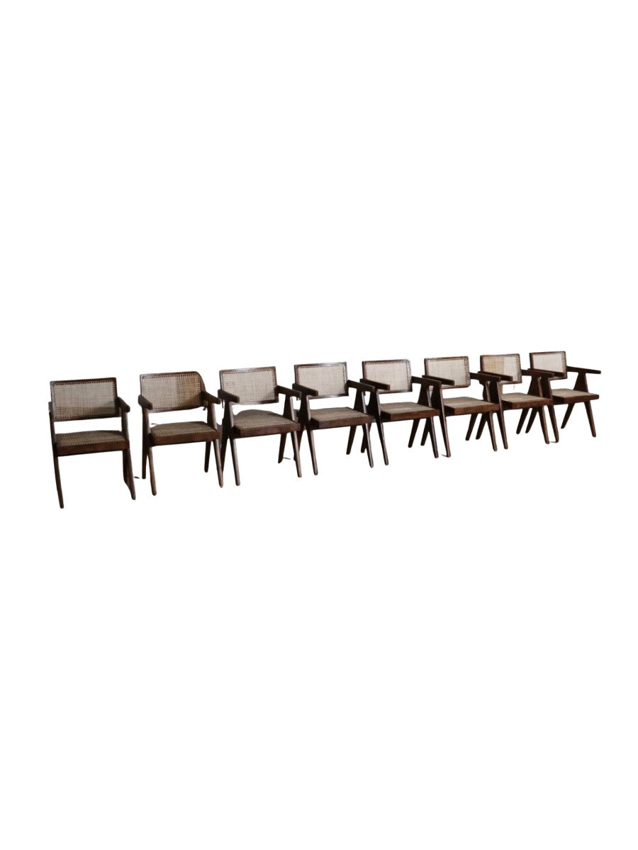 Set_of_8_Pierre_Jeanneret_Office_Cane_Chairs,_India_1950s