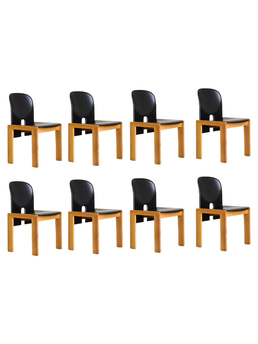 Set_of_8_Scarpa_121_Chairs_in_Black_Leather_&_Pale_Wood_for_Cassina_Italy,_1960s