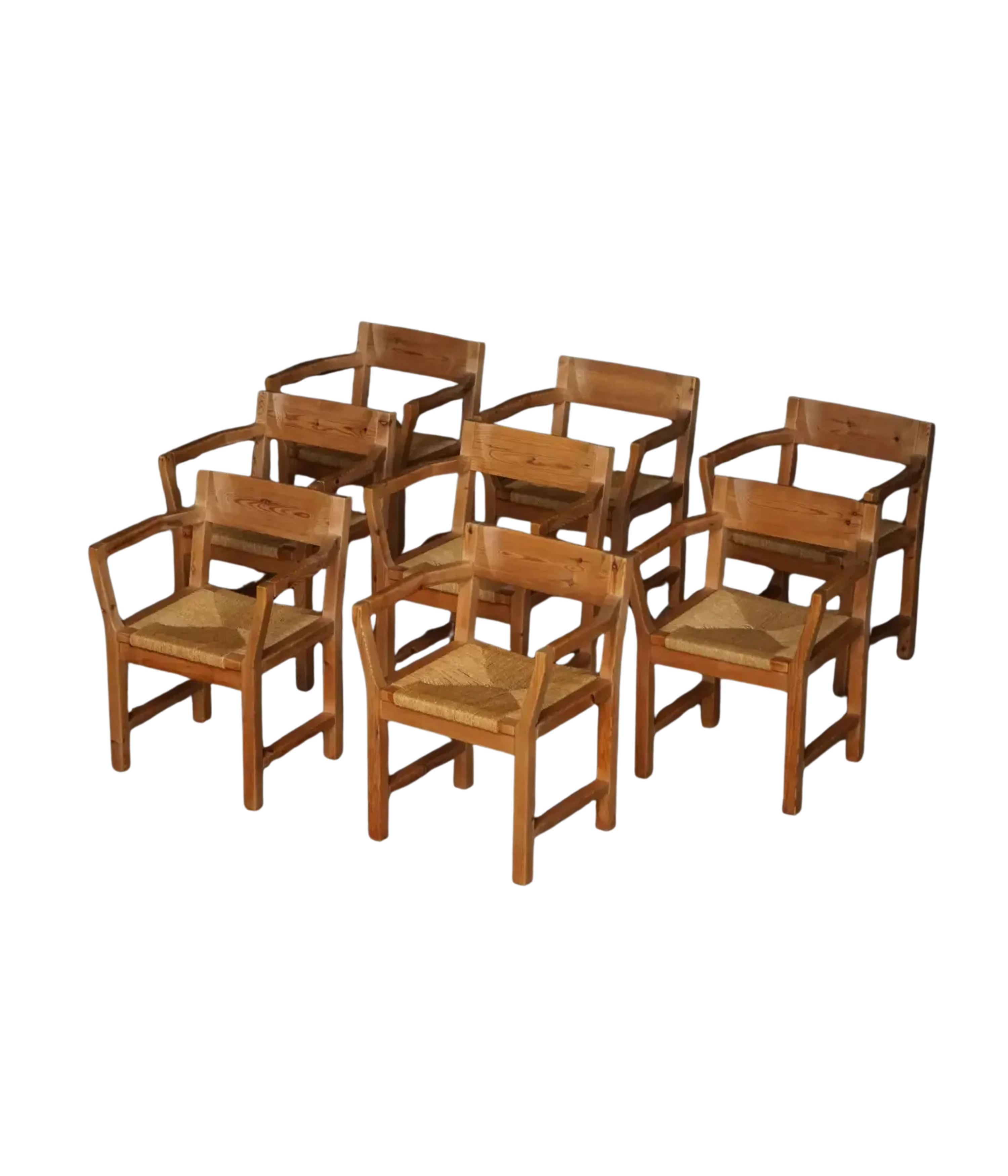 Set_of_8_Tage_Poulsen_Chairs_in_Pine_and_Paper_Cord,_Danish_Rustic_Modern_Design