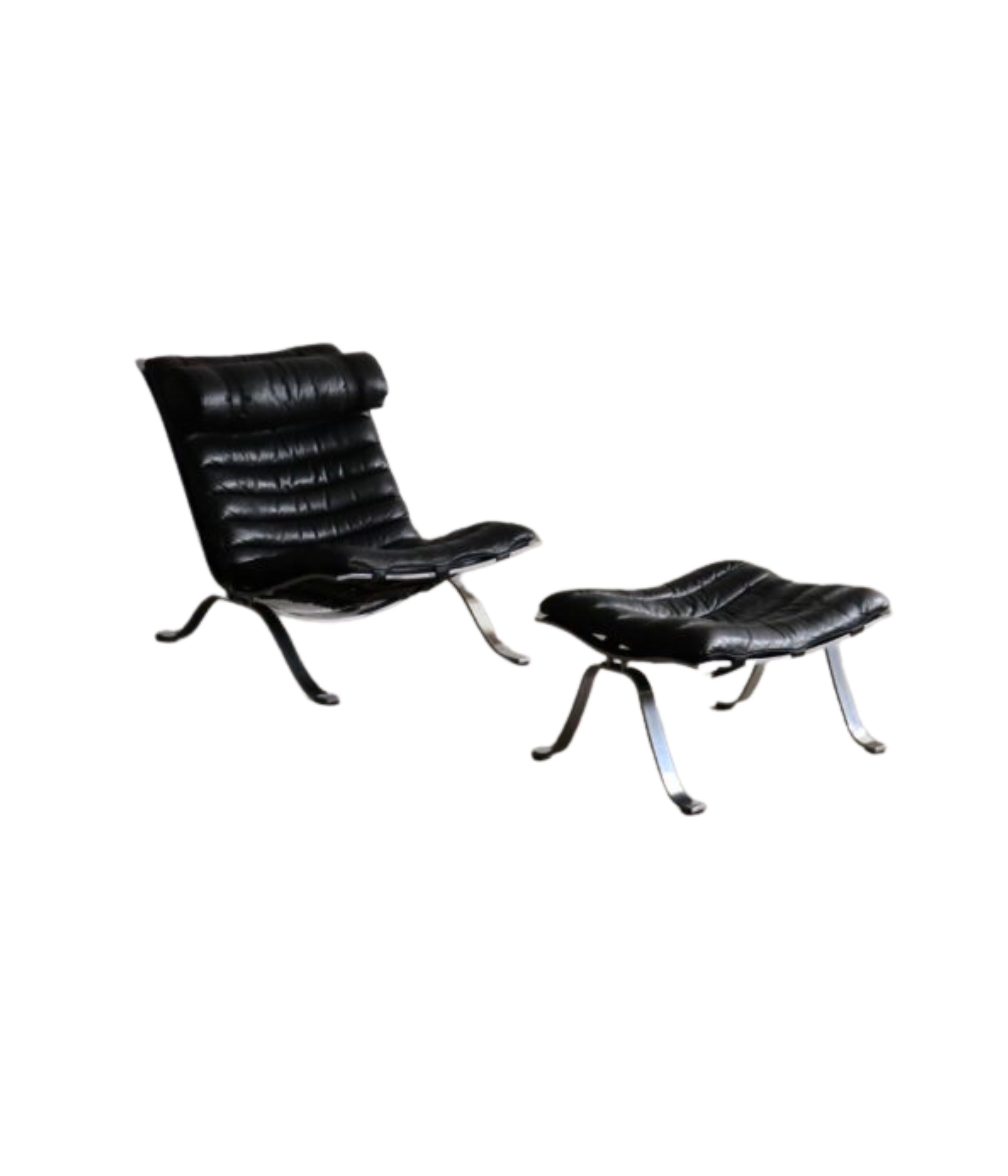 Set_of_Ari_Lounge_Chair_with_Ottoman_by_Arne_Norell_for_Norell_Möbel_AB,_Black_Leather_and_Chrome,_Sweden,_1966