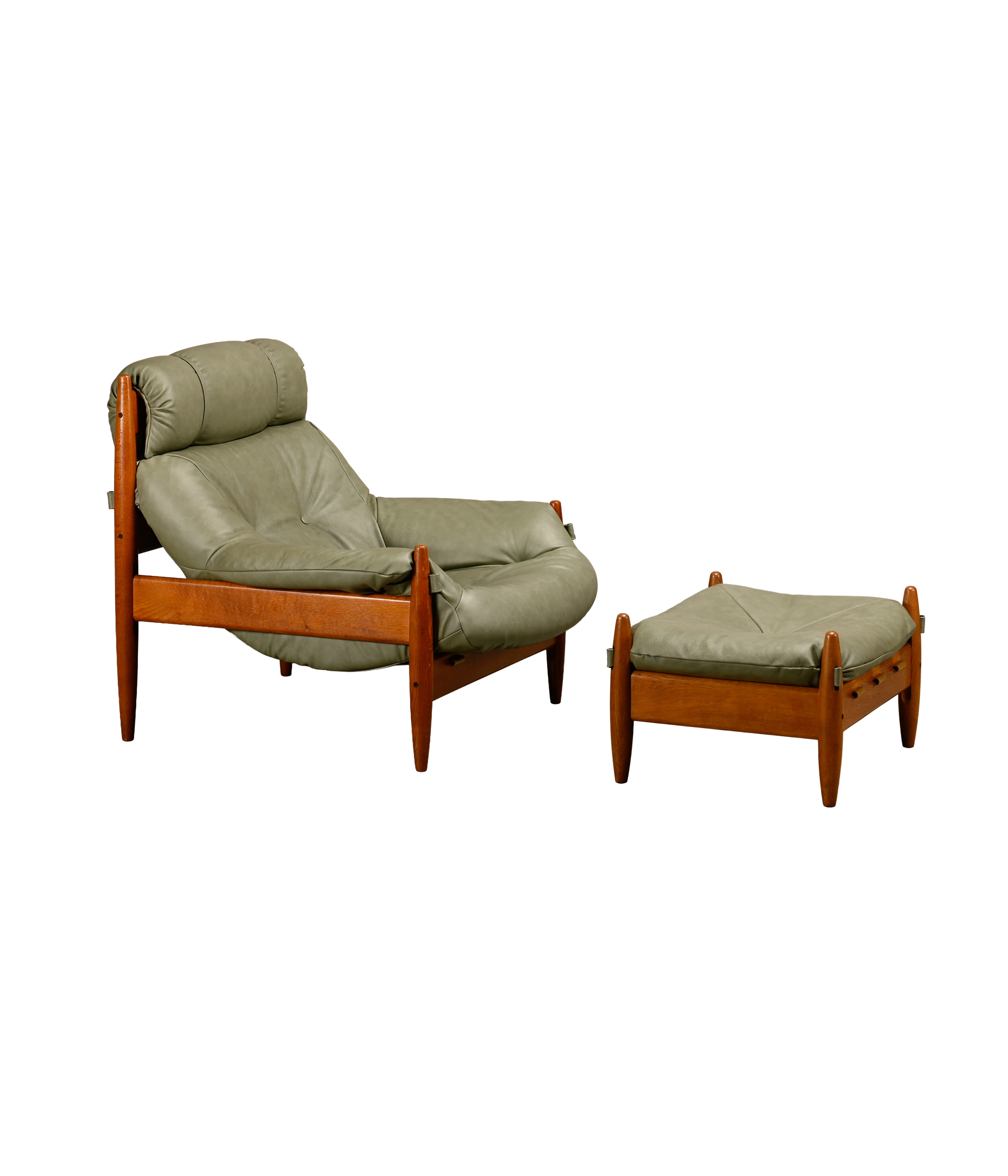 Set_of_Brazilian_Style_Oak_Lounge_Chair_and_Ottoman_in_Sage_Green_Leather,_1970s