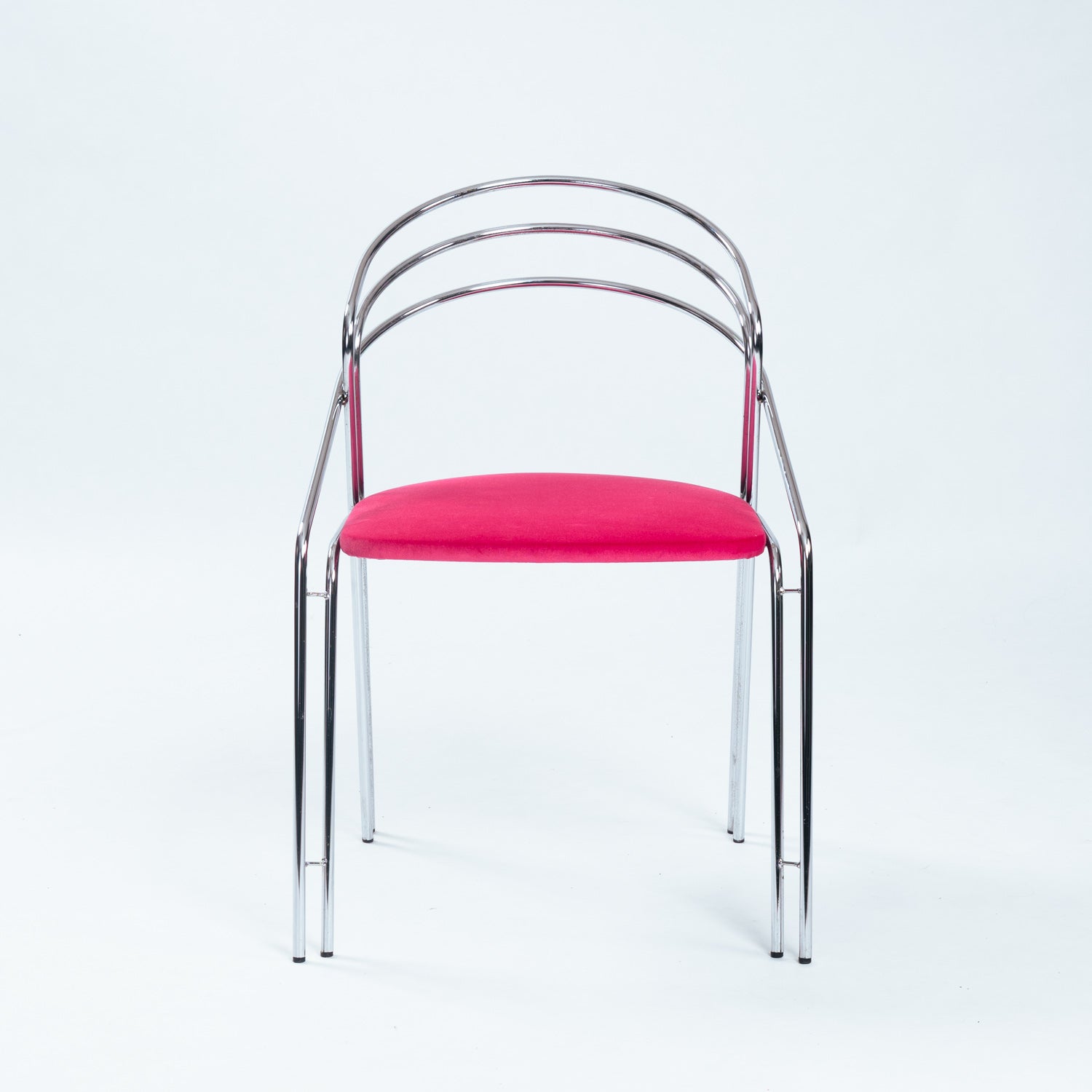 Set_of_4_Italian_Chrome_Dining_Chairs_in_Pink_Velvet,_Postmodern_Dining_Chairs,_1970s