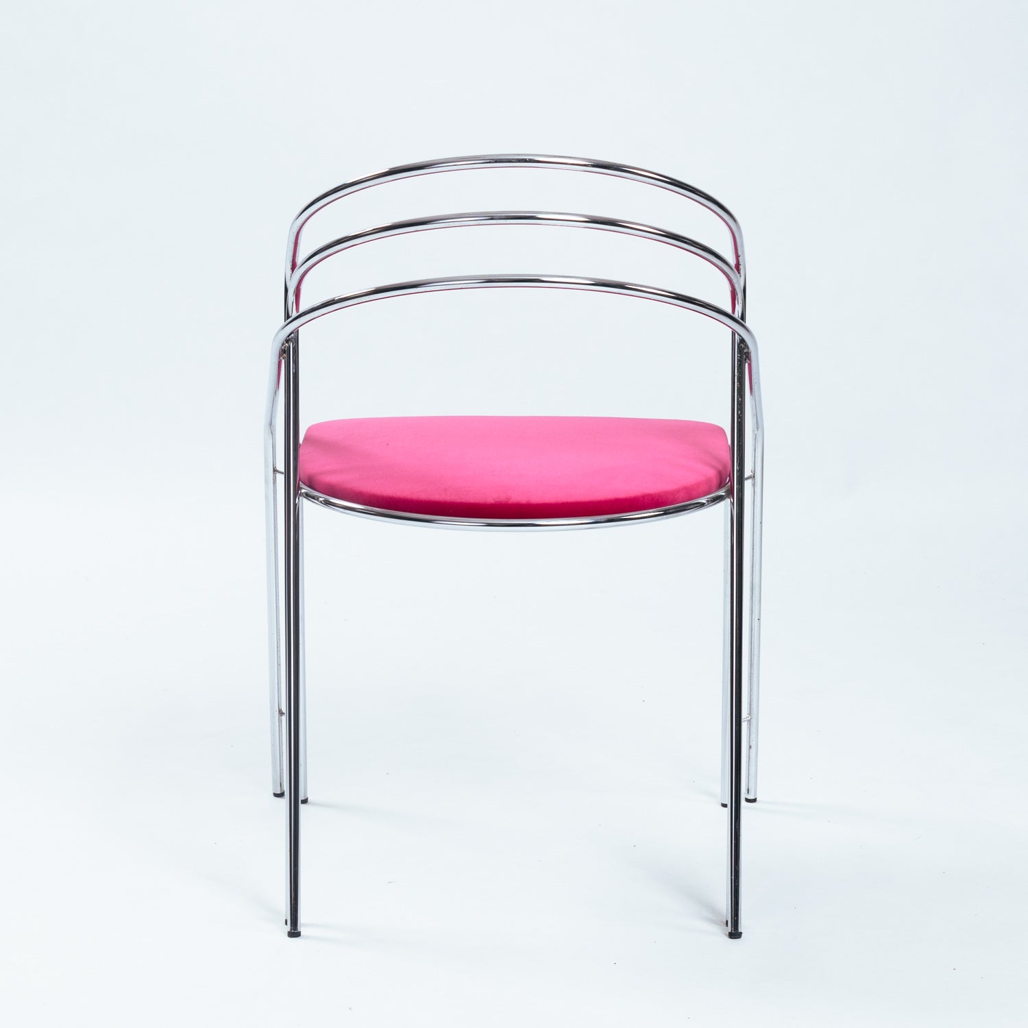 Set_of_4_Italian_Chrome_Dining_Chairs_in_Pink_Velvet,_Postmodern_Dining_Chairs,_1970s