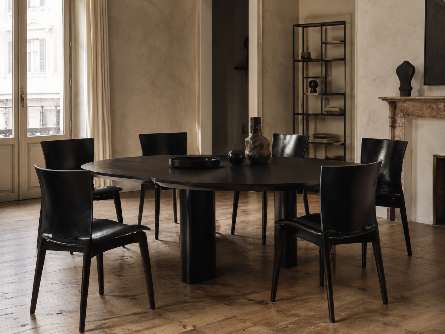 Set_of_7_Cos_Dining_Chairs_by_Josep_Lluscà_for_Cassina_in_Black_Leather,_Italy,_1994