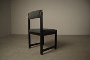 Set_of_6_Jean_Batenburg_Dining_Chairs_for_MI_in_Dark-Stained_Wood_and_Grey_Fabric,_Belgium