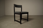 Set_of_6_Jean_Batenburg_Dining_Chairs_for_MI_in_Dark-Stained_Wood_and_Grey_Fabric,_Belgium