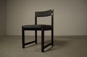 Set_of_6_Jean_Batenburg_Dining_Chairs_for_MI_in_Dark-Stained_Wood_and_Grey_Fabric,_Belgium
