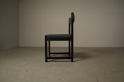 Set_of_6_Jean_Batenburg_Dining_Chairs_for_MI_in_Dark-Stained_Wood_and_Grey_Fabric,_Belgium