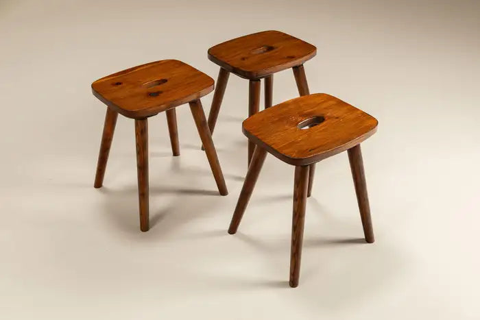 Set_of_3_Stools_in_Stained_Pine,_1960s