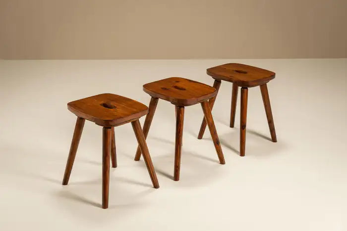Set_of_3_Stools_in_Stained_Pine,_1960s