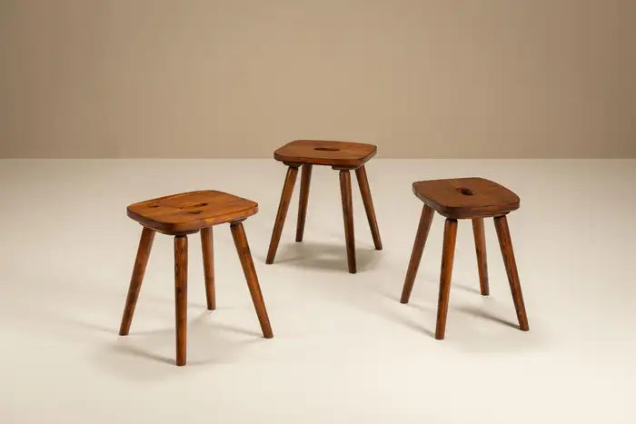 Set_of_3_Stools_in_Stained_Pine,_1960s