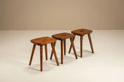 Set_of_3_Stools_in_Stained_Pine,_1960s