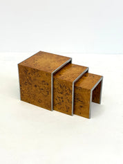 Set_of_3_Nesting_Tables_by_Tommaso_Barbi_in_Burl_Wood_and_Chrome,_Italy
