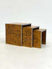 Set_of_3_Nesting_Tables_by_Tommaso_Barbi_in_Burl_Wood_and_Chrome,_Italy