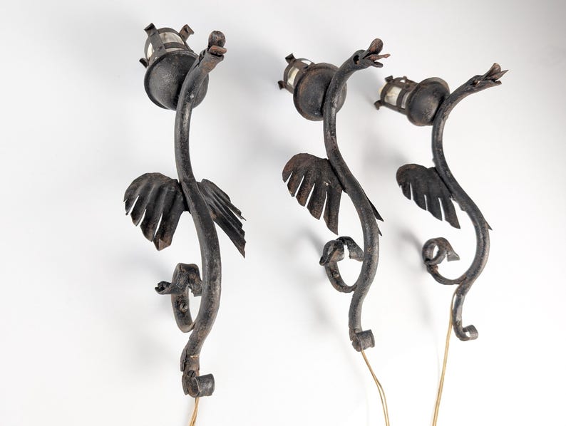 Set_of_3_Wrought_Iron_Dragon_Sconces