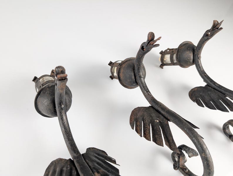 Set_of_3_Wrought_Iron_Dragon_Sconces